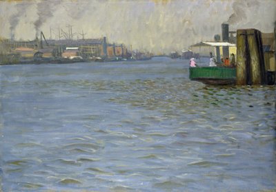 Sunday Atmosphere on the Elbe, St. Paul Landing Bridge, 1901 by Leopold Karl Walter von Kalckreuth